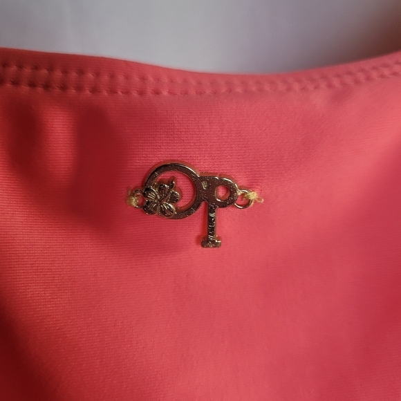 OP Ocean Pacific Cutout One Piece Swimsuit Size L Yellow Pink - Picture 5 of 11